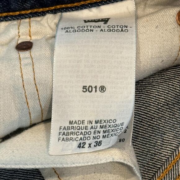 Levis 501 Jeans Mens 42x36 Straight Leg‎ Button Fly Classic Vintage Denim Work - Picture 4 of 11